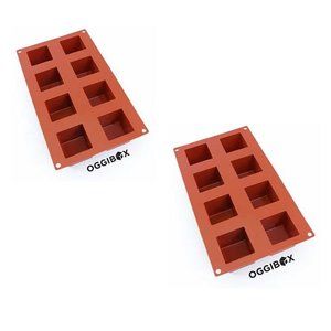 OGGIBOX 8-Cavity Square Cube Silicone Mold- 2 Pack
